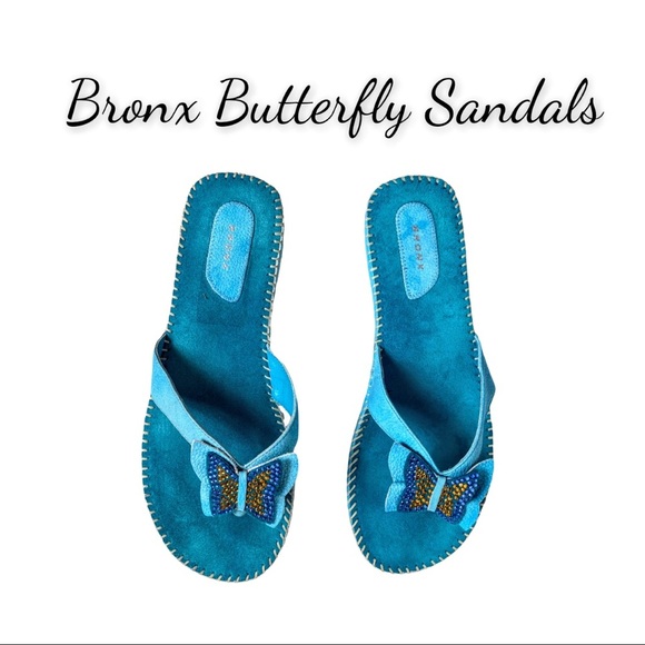 Blue Bronx Butterfly Sandals With Rhinestone Accents - Picture 1 of 10